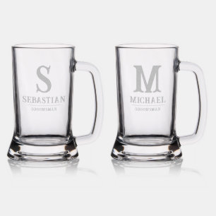 Groomsman Monogram Personalised Name Wedding Party Stein