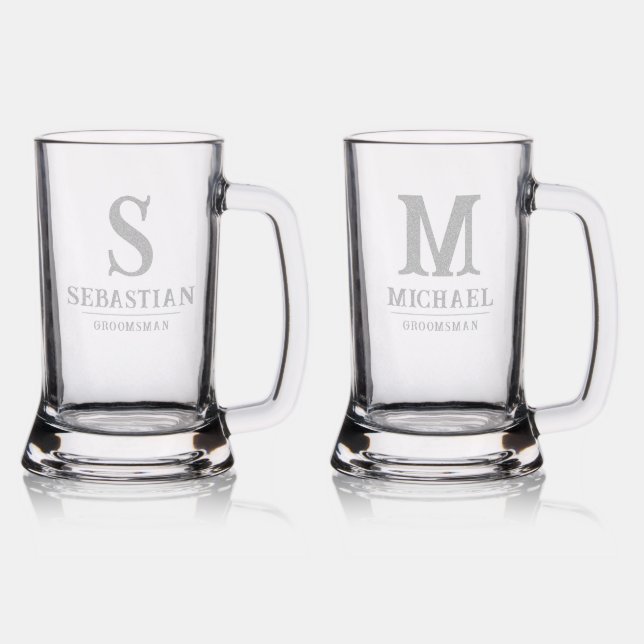 Groomsman Monogram Personalised Name Wedding Party Stein (Glassware)