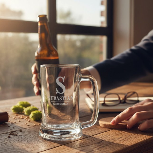 Groomsman Monogram Personalised Name Wedding Party Stein (Creator Uploaded)