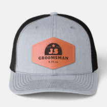 Groomsman Monogram Wedding Leather Patch Hat