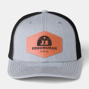 Groomsman Monogram Wedding Leather Patch Hat