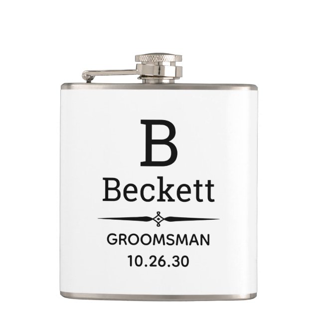 Groomsman Monogrammed Flask (Front)
