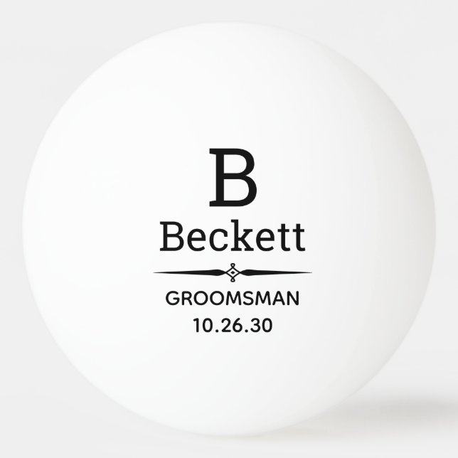 Groomsman Monogrammed Ping Pong Ball (Front)