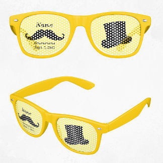 Groomsman Mustache and Top Hat Adult Party Retro Sunglasses