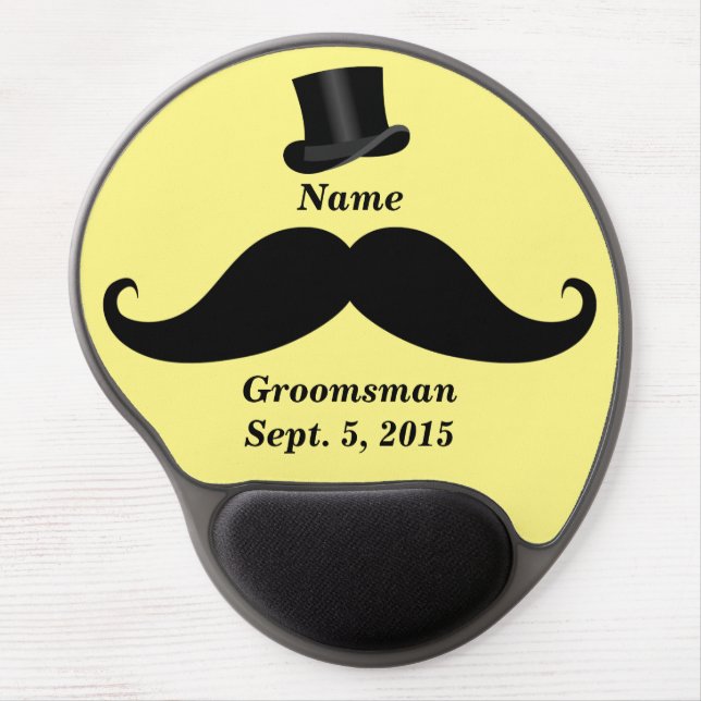 Groomsman Mustache and Top Hat Gel Mousepad (Front)