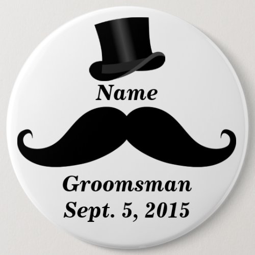 Groomsman Mustache and Top Hat Pin_Back Button