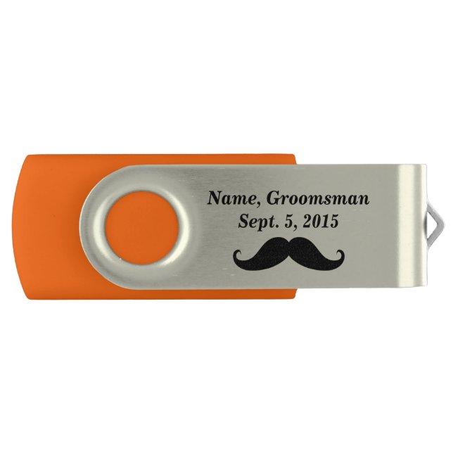 Groomsman Mustache and Top Hat USB Flash Drive (Front)