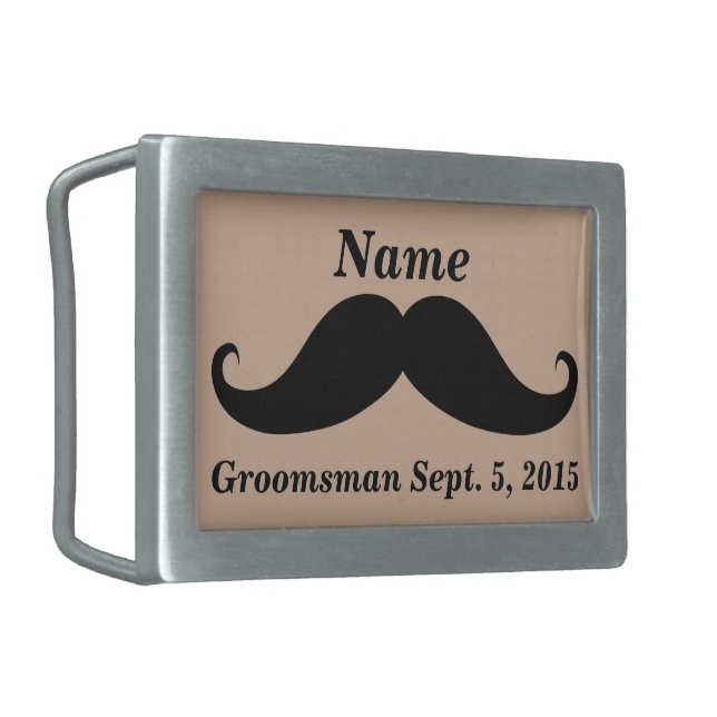 Groomsman Mustache Belt Buckle (Front Left)