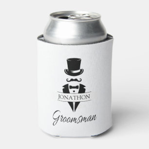 Groomsman Name Tuxedo Silhouette Can Cooler