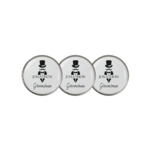 Groomsman Name Tuxedo Silhouette Mustache Golf Ball Marker