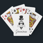 Groomsman Name Tuxedo Silhouette Poker Cards<br><div class="desc">Groomsman Name Tuxedo Silhouette Playing Cards. Create the perfect wedding or bachelor party gift. Personalize this design with your own text. Further customize this design by selecting the "customize further" link.</div>