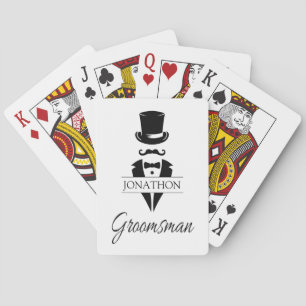 Groomsman Name Tuxedo Silhouette Poker Cards