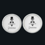 Groomsman Name Tuxedo Top Hat Cufflinks<br><div class="desc">Groomsman Name Tuxedo Top Hat Cufflinks. Create the perfect wedding or bachelor party gift. Personalize this design with your own text. Further customize this design by selecting the "customize further" link.</div>