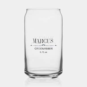 Groomsman Name Wedding Date Can Glass