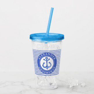 Groomsman - Nautical Anchor Navy Wedding Party Acrylic Tumbler