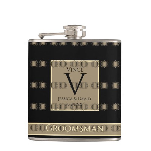 Groomsman Old GoldBlack Steampunk Wedding Flask