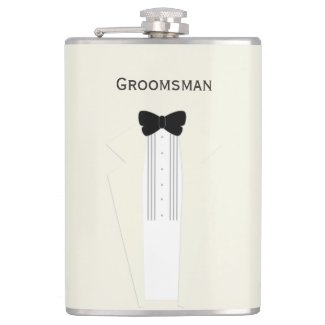 Groomsman or Best Man Wedding Favor Ivory Tuxedo Flask