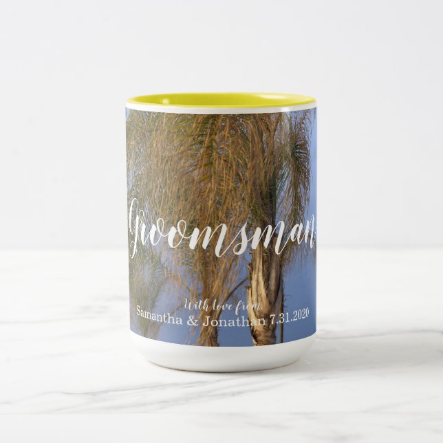 Groomsman Palm Trees Personalized Mugs (Center)