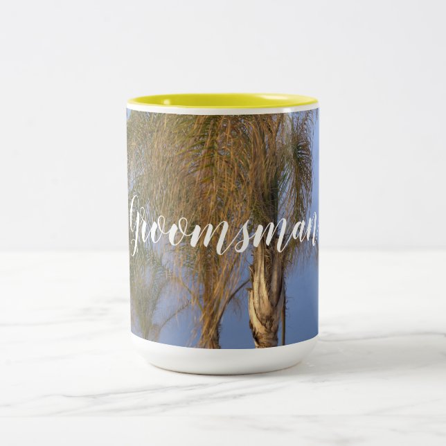 Groomsman Palm Trees Wedding Mugs (Center)