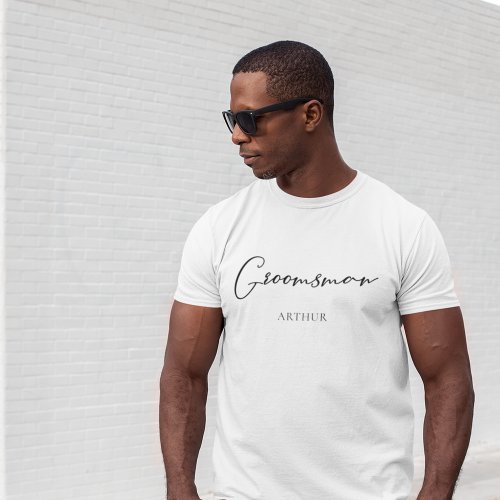 Groomsman Personalized Chic Minimalist Wedding T_Shirt