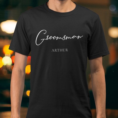 Groomsman Personalized Chic Modern Bachelor Party T_Shirt