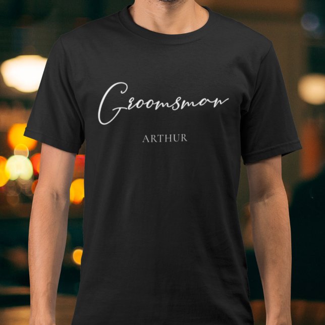 Groomsman Personalized Chic Modern Bachelor Party T-Shirt (Creator Uploaded)