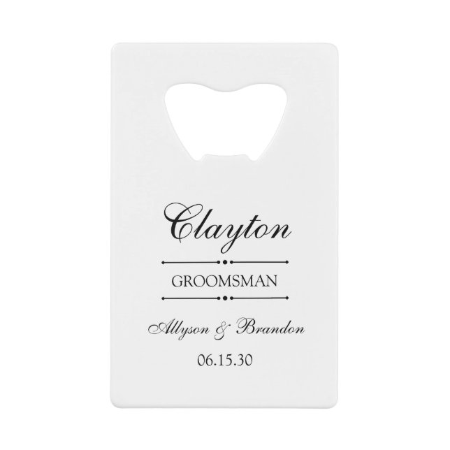 Groomsman Personalized Credit Card Bottle Opener (Front)