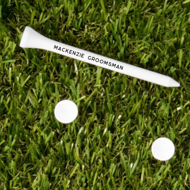 Groomsman Personalized Custom Name Golf Tees (Modern text groomsman name personalized wedding golf tee)
