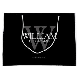 Groomsman Personalized Elegant Black Large Gift Bag