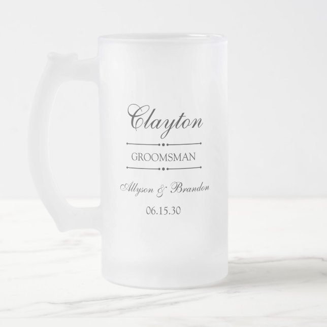 Groomsman Personalized Frosted Glass Beer Mug (Left)
