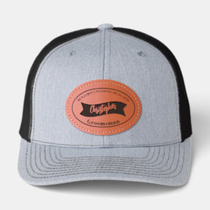 Groomsman personalized leather patch hat