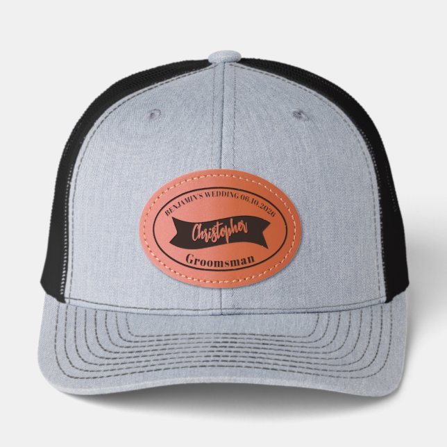 Groomsman personalized  leather patch hat (Front)