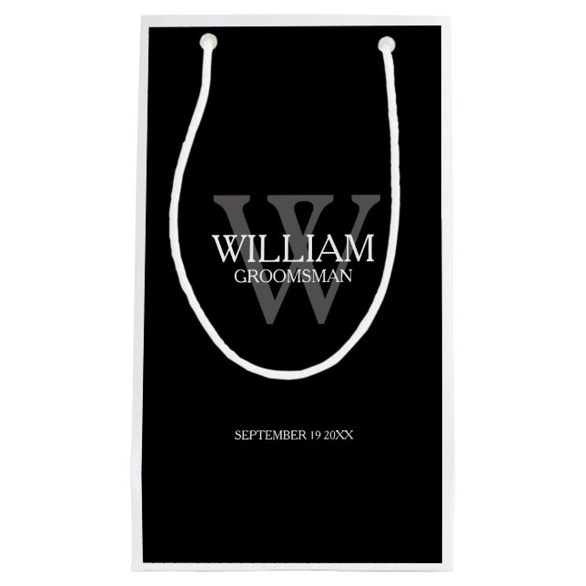 Groomsman Personalized Modern Chic Small Gift Bag (Front)