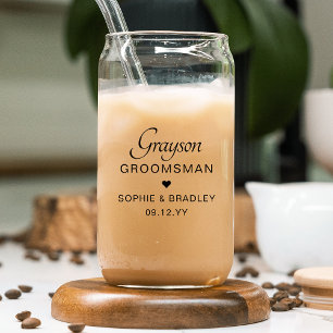 Groomsman Personalized Name Modern Wedding Gift Can Glass