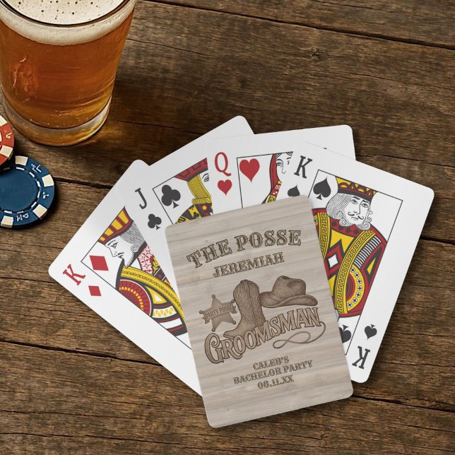 Groomsman Posse Rustic Cowboy Bachelor Party Poker Cards (Cowboy Groomsman Playing Cards)