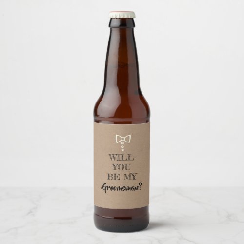 Groomsman Proposal Beer Bottle Label