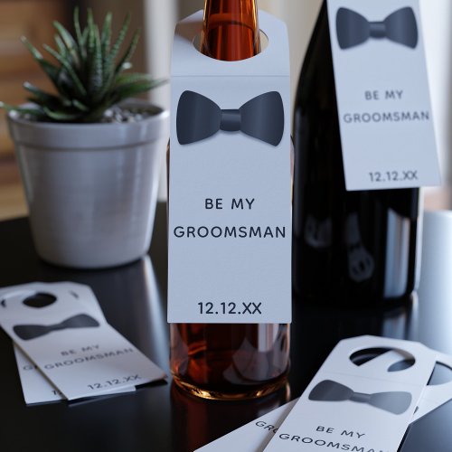 Groomsman Proposal Black Tie Bottle Hanger Tags