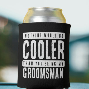Groomsman Proposal Black & White Can Cooler