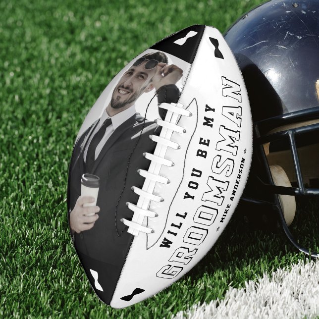 Groomsman Proposal Bowtie Photo Black & White Football (Groomsman Proposal Bowtie Photo Football
)