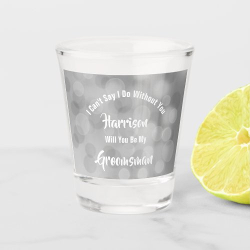 Groomsman Proposal Bubbly Sparkly Silver Shot Glass