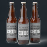 Groomsman Proposal Chug to Accept Funny Faux Wood Beer Bottle Label<br><div class="desc">Get the wedding celebration started in style with funny groomsman proposal beer bottle labels. Since they come in sets of six, an idea to add personalized names is to hand write with a white, gray or black pen. Design features a rustic grey faux wood background and stylish modern typography request...</div>