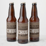 Groomsman Proposal Chug to Accept Rustic Faux Wood Beer Bottle Label<br><div class="desc">Get the wedding celebration started in style with funny groomsman proposal beer bottle labels. Since they come in sets of six, an idea to add personalized names is to hand write with a white or brown pen. Design features a rustic brown faux wood background and stylish modern typography request reading...</div>