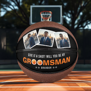Groomsman Proposal Give it a Shot Photo Collage Mini Basketball