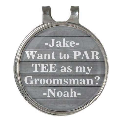 Groomsman Proposal PAR TEE Funny Rustic Faux Wood Golf Hat Clip