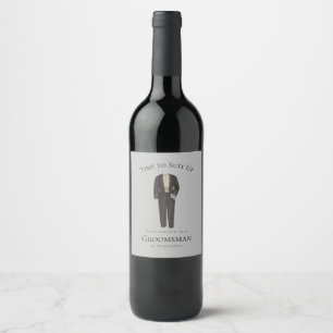 Groomsman Proposal Time to Suit Up Elegant Suit Wine Label