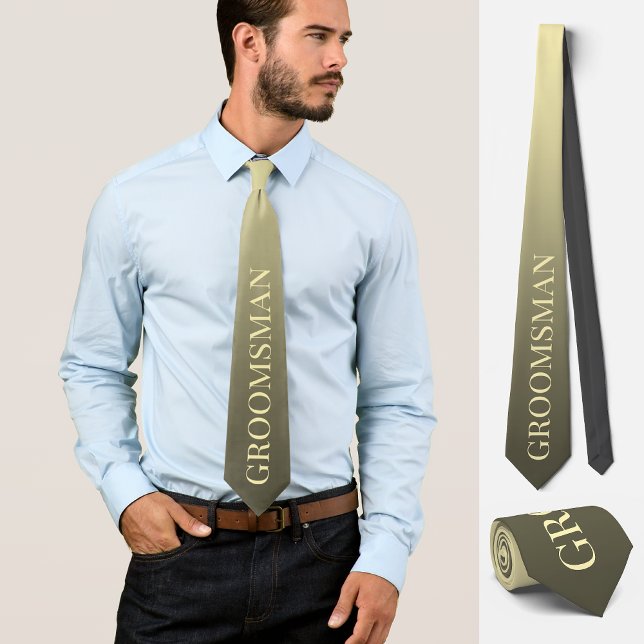 Groomsman proposal wedding party modern   neck tie (Creator Uploaded)