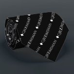 Groomsman Repeating White Text on Black Neck Tie<br><div class="desc">This fun neck tie is the perfect accessory for the groomsmen at your wedding. It features a simple yet elegant design with the word "groomsman" written in fancy all capital white text repeating in a diagonal pattern on a black background. Perfect way to add a bit of class to your...</div>