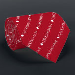 Groomsman Repeating White Text on Red Neck Tie<br><div class="desc">This fun neck tie is the perfect accessory for the groomsmen at your wedding. It features a simple yet elegant design with the word "groomsman" written in fancy all capital white text repeating in a diagonal pattern on a red background. Perfect way to add a bit of class to your...</div>