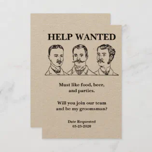 Groomsman Request Help Wanted Ad Invitation