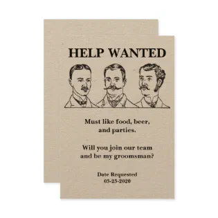 Groomsman Request Help Wanted Ad Invitation Groomsman Request Help Wanted Ad Invitation